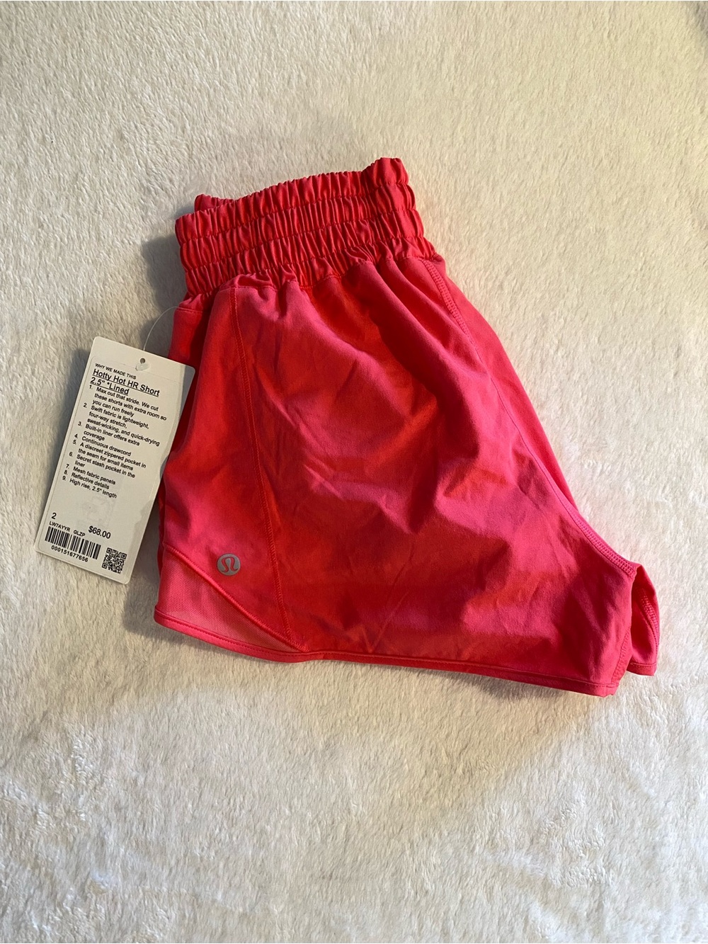 Lululemon Hotty Hot High-Rise Short 2.5" Lined Glaze Pink Size 2 NWT LW7AYYR